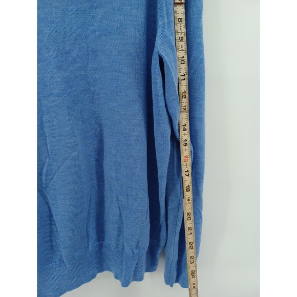Ethan Pierce Sweater Men's Large Blue Fine Merino Wool V-Neck Long Sleeve - Picture 6 of 8